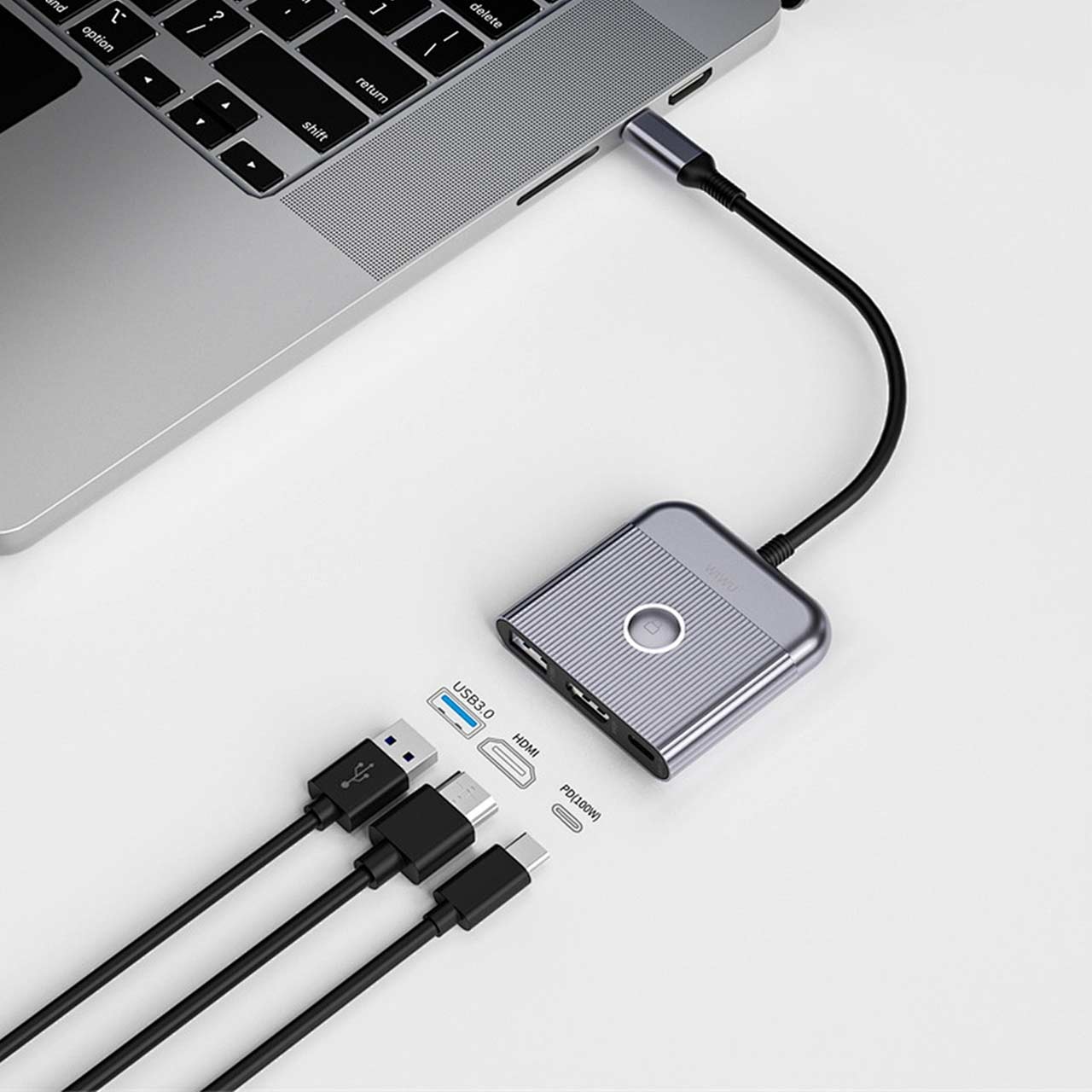 هاب 3 پورت Wiwu Type-C مدل Travel Wi-HB002 - خاکستری - Image 5