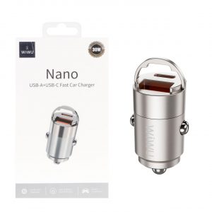 شارژر فندکی 30 وات PD و فست دو پورت Wiwu مدل Nano Wi-QC028 - بژ